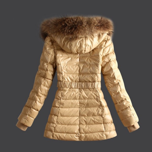 Moncler elegante cappello di pelliccia e Bottoni lunga Donna Cappotti